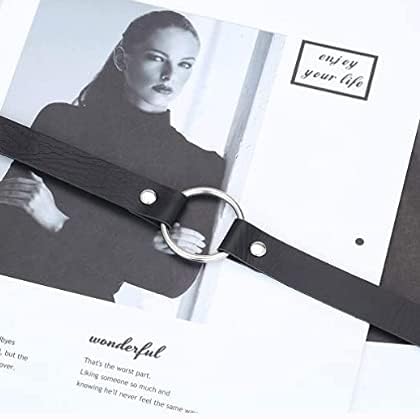 Zoestar Black Leather Choker Necklaces Circle Adjustable Collar Necklace for Women - Image 5