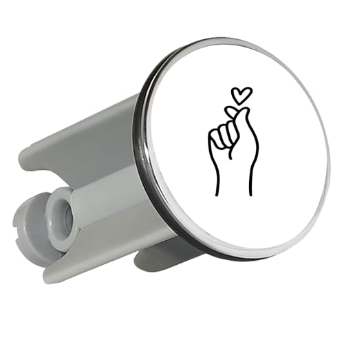 Huuraa Waschbeckenstöpsel K-Pop Fingerherz Zeichen 4cm höhenverstellbar Abflussstopfen Geschenkidee