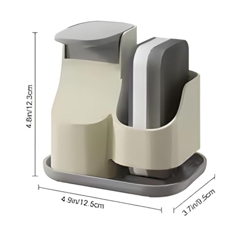 Image of 2 in 1 Dish Soap Dispenser with Caddy & Sponge Holder | Kitchen Sink Caddy Organizer with Soap Pump | Countertop Soap Caddy | Drain Tray for Sponges /Brushes & Scrub Pads