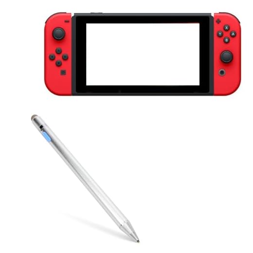 Nintendo Switch Stylus Pen, BoxWave [AccuPoint Active Stylus] Electronic Stylus with Ultra Fine Tip for Nintendo Switch - Metallic Silver