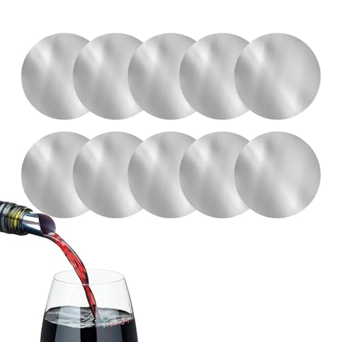 DaiUni Wine Pourer Slice Alluminio.10 Pezzi Versatore di Vino Salvagoccia Riutilizzabile.per Bottiglie di Vino, per Feste, Compleanni, Matrimoni