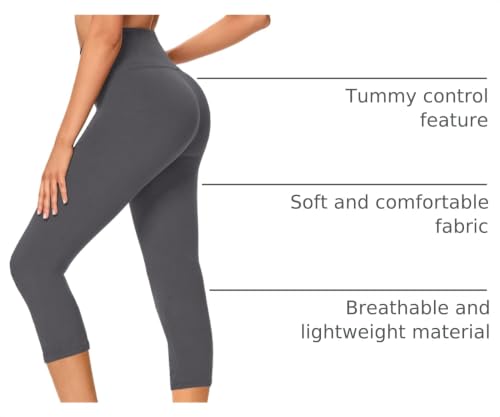 Image of GAYHAY High Waisted Capri Leggings for Women - Soft Slim Yoga Pants for Running Cycling Workout