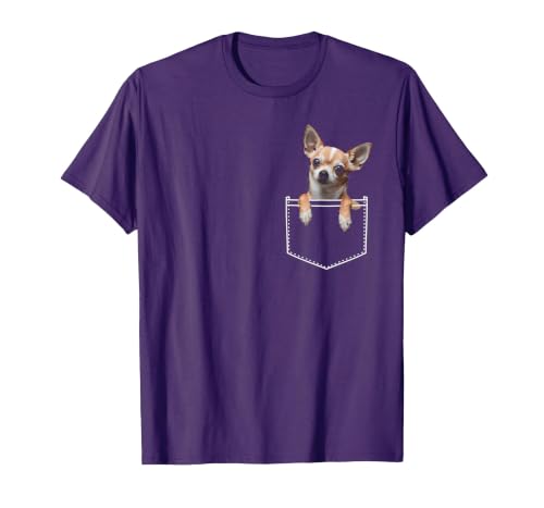 Pocket Chihuahua T-Shirt, Men, Purple, Large