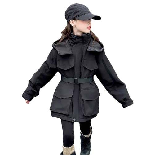 Girl's Parka Jacket Mid Length Synthetic Fur Winter Warm Coat with Detachable Hood4
