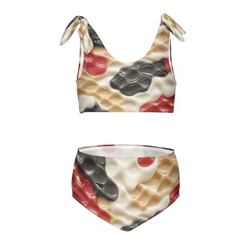 Camo Black White Red Milk Ice Cream Girls Tankini Swimsuit Kids Bikini Sets 2 Pcs Bathing Suit 3T