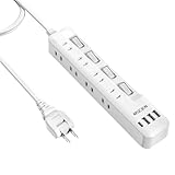 Mscien 電源タップ usb付き 8個AC口 1個usbc 3個usba 延長コード 5m 雷ガード usb コンセント oa スイッチ付き 壁掛け たこあしコンセント テーブル マルチタップ スイングプラグ おしゃれ (5M)