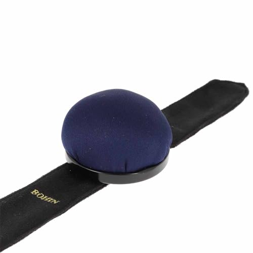 Pelote à épingles bracelet Bohin bleu velours pour couture - 3