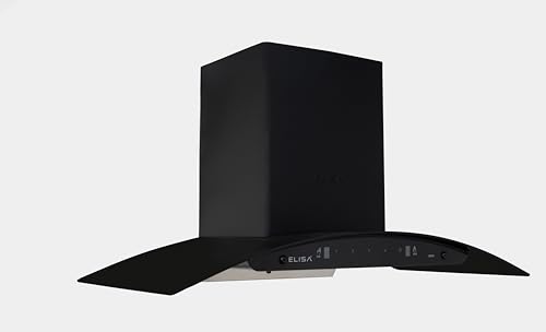 Image of Elisa Kiwi Chimney | Touch Control Kitchen Hood with Modern Black Design | 1200 m /h Suction Power | i-Smart Technology | Stainless Steel Filter | Silent Operation (KIWI 90)