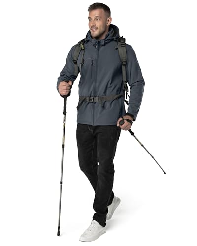 33,000ft 33,000ft Softshelljacke für Herren Wasserdicht Winterjacke Winddicht Warme Fleece Gefüttert Windbreaker Funktionsjacke Outdoorjacke für Wandern Fahrrad Camping Dunkles Dunkelgrau 4XL - Verwendungsansicht 7 | TV | Video | Foto