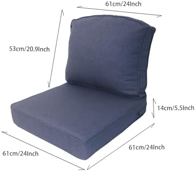 Goodgoods 24x24 inch Outdoor/Indoor Deep Seat Patio Cushions Set of 2 Resilient Foam Filling Water Repellent Stain-Resistant UV Resistant Weather Resistant Deep Seat Bottom Sky