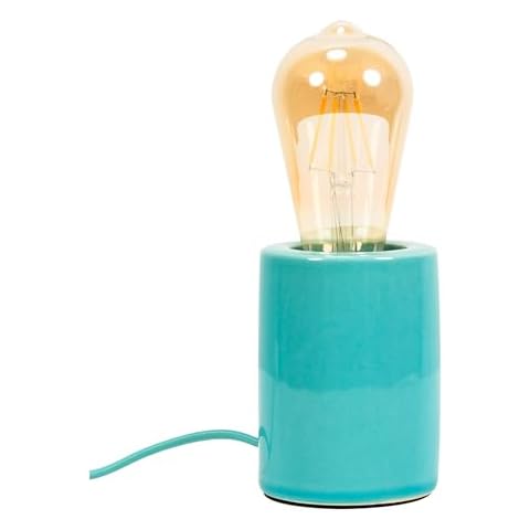 Small Green Ceramic Bedside Table Lamp with Bulb Cover
