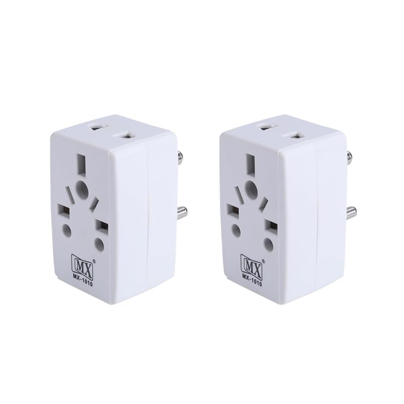 MX Multi Plug Adaptor is a 3 Pin 5 Amps Adaptor with 3 sockets + 2-2 pin Socket. Multicounty Input 3 pin Converter for Imported Devices from UK US Australia Japan.