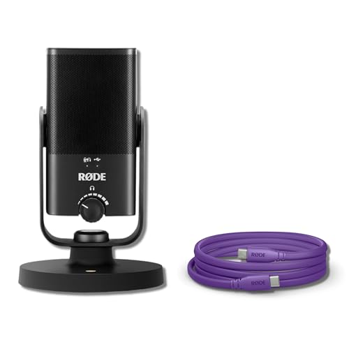Rode NT-USB Mini USB Microphone for Podcasting, Streaming, Gaming and Vocal Recording with Rode SC17-Purple USB-C to USB-C Cable (5')