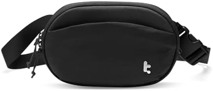 tomtoc Belt Bag with RFID Blocking, Cross Body Fanny Pack for Women Men, Sling Waist Bags with Adjustable Strap for Travel Walk, Black, 8.27 x 5.51 x 1.97 inches (1.5L)