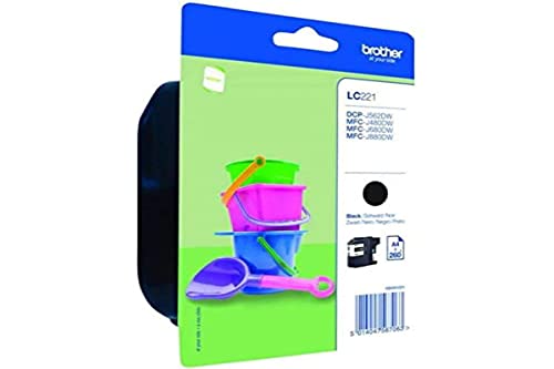 Cartucho Brother LC221BKB Negro d'encre noire d'origine pour imprimante