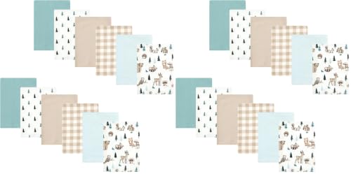 Image of Hudson Baby Unisex Baby Cotton Poly Flannel Burp Cloths Bundle, Boy Woodland Pals, One Size (Pack of 2)