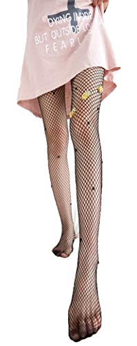 Image of Ulalaza Sparkle Hollow Out Letter Nude Colorful Rhinestone Hot Drilling Fishnet Pantyhose Tights for women Luminous