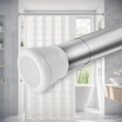 Image of SITTELLA Extendable Shower Curtain Tension Rod (155cm to 290cm) Non-Drilling Anti-Skid Spring Pull Rod - Stainless Steel, Silver-White Finish