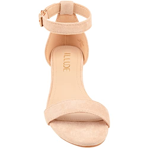 ILLUDE Women's Open Toe Ankle Strap Low Wedge Sandal Comfortable Platform Heeled Sandals4