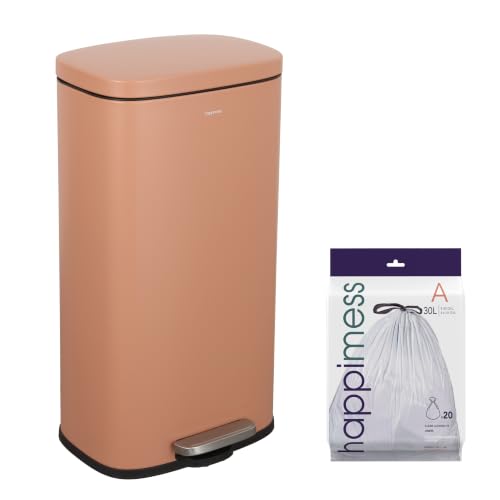 Image of happimess Curtis 8 Gal Step Trash Can Soft Close 25 inch, Clay Rose