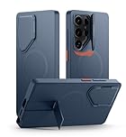 SURITCH Magnétique Coque Compatible avec Samsung Galaxy S25 Ultra avec Couvercle de Caméra et Support Métallique Résistante aux Chocs Housse de Protection pour Galaxy S25 Ultra 5G-Bleu