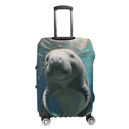 Cute Sea Animal Manatee Luggage Cover, Washable Elastic Suitcase Cover Protector Fit 18-32 Inch Luggage4