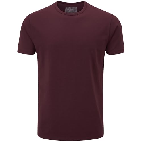 Charles Wilson Herren 2er Packung Elastan-T-Shirts mit Rundhalsausschnitt (L, Dark Port (0524))