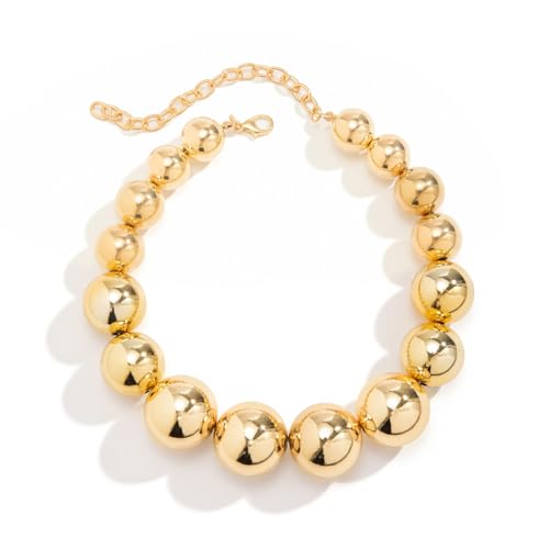 CJIAYUJEW Chunky Gold Necklace for Women Big Ball...