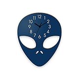  Wanduhr Alien-Kopf-Blau, Kinderuhr, Uhr für Kinderzimmer