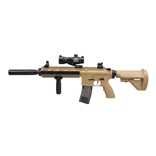 Image of Trocshop M416 Gel Blaster Toy Gun, Military Theme, Plastic, Big Size, for Ages 14 and Up, Includes 10k+1K Gel Ball Bullets (Blazing Beige Finish)