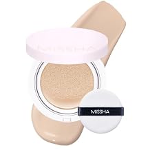 MISSHA Magic Cushion Foundation No.21 Light Beige for Bright Skin - Flawless Coverage, Dewy Finish, Easy Application for All Skin Types