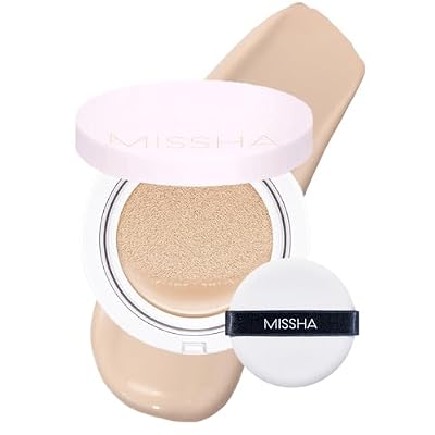 MISSHA Magic Cushion Foundation No.21 Light Beige for Bright Skin - Flawless Coverage, Dewy Finish, Easy Application for All Skin Types
