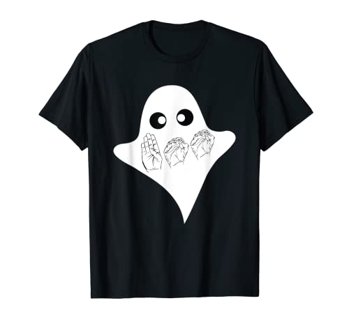 BOO ASL Lenguaje de Señas Funny Ghost Halloween Camiseta Camiseta