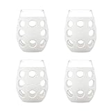 Lifefactory 11-Ounce BPA-Free Indoor/Outdoor Wine Glass with Protective Silicone Sleeve, 4-pack, White