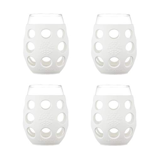 Lifefactory Wine Glass with Protective Silicone Sleeve, 4 Count (Pack of 1), White