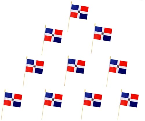 10 Pack Dominican Republic Flags -DOM Handheld Flag-5x8 in,Dominican Mini Flag. Suitable For Party Decorations, Store Displays, Bar Decorations And National Day Parades.