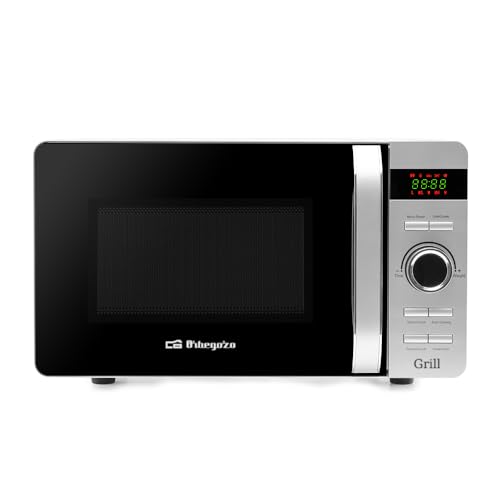 Microondas Orbegozo MIG 2052 CE, 20 Litros, 800 W, 5 niveles de potencia, función grill, color inox