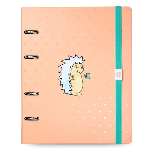 Caderno Prime Fichário Argolado Elástico - Tamanho 24x17.5 cm - Linha Riccio - Coral-ÓTIMA