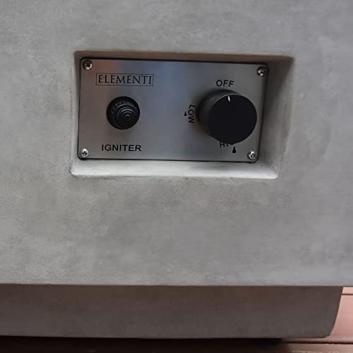 Elementi Granville 60 Inch Rectangular Concrete Natural Gas Fire Pit Table + 42 Inch Stainless Steel Fire Pit Cover + Tempered Glass Wind Screen Guard #TOP5