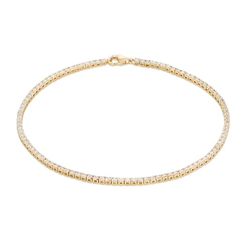 Bracelet tennis argent 925 plaqué or Tuscany Silver avec diamant de laboratoire 1 ct pour femme