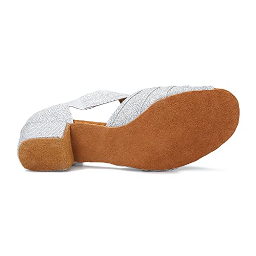 Image of Low Heel Women Ballroom Dance Shoes Salsa Batchata Social Beginner Practice Wedding Dancing 1.5in Heels YT04