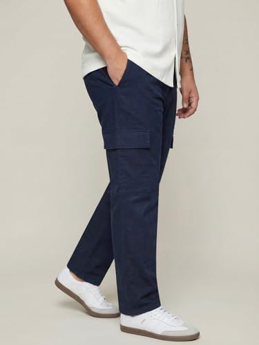 Image of Urbano Plus Men's Straight Fit Linen Cargo Pants with 6 Pockets