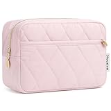 Noozion Makeup Bag Travel Toiletry Bag, Puffy Padded Cosmetic Bag for Women, Makeup Organizer Case, Wide-open Pouch Purse, Travel Essentials
