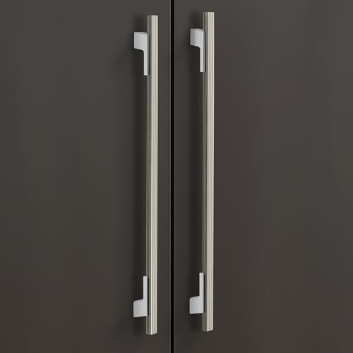 Image of Plantex Cabinet Handle /Kitchen Cabinet Door Handle /Wardrobe /450 mm Cupboard Handle /Door Pull-Push Handle for Home /Office - Pack of 2 (Satin White & Chrome)