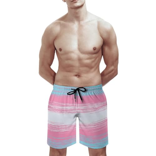 Transgender Flag Men's Swim Trunks Quick Dry Beach Shorts with Mesh Lining Pockets2