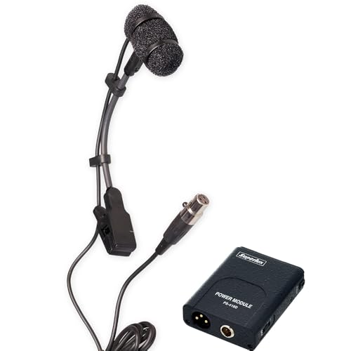 Superlux �X�[�p�[���b�N�X �ǌ��Ŋy��p �R���f���T�[�}�C�N���z���V�X�e�� �p���[���W���[���t�� Clip-On Gooseneck Microphone PRA383DXLR