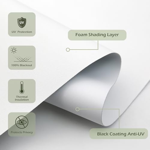 BWEROCIQ Blackout Blinds for Windows Cordless Roller Shades Pull Down Room Darkening Thermal Insulated UV Protection Window Shades for Bathroom Bedrooms 60W in x 72H in(152W cm x 183H cm, White by BWEROCIQ - Used condition - Image 2