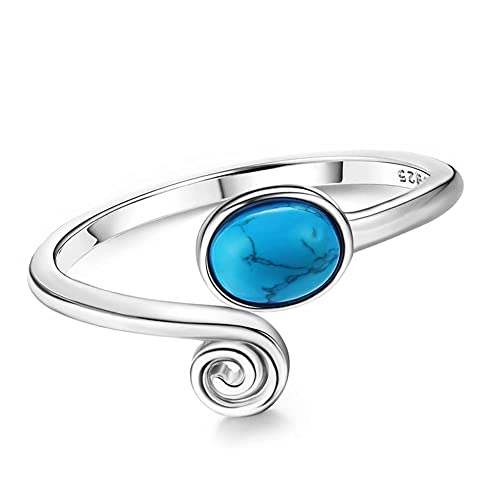 KRFY 925 Anillo de Punta de Plata Esterlina para Mujer Envoltura Ajustable Anillo de Puño Abierto Hipoalergénico Turquesa Celtic Knot Anillos de Banda Vintage para Hombre Damas Niñas