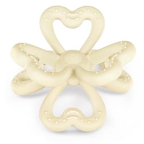 Image of Haakaa Silicone Clover Teether Toy - Food Grade Silicone Teething Toys for Babies 3-6 Months 6-12 Months, Soft & Easy Hold Chew Toy for Infant, BPA Free (Oat)