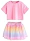 NEXT Oberteil und Tutu-Rock im Set Rainbow/Pink 9 Monate